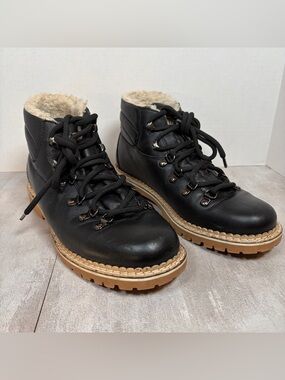 Montelliana 1965 Meribel Style Shearling Lined Leather Hiking Boots Italy 40 EU